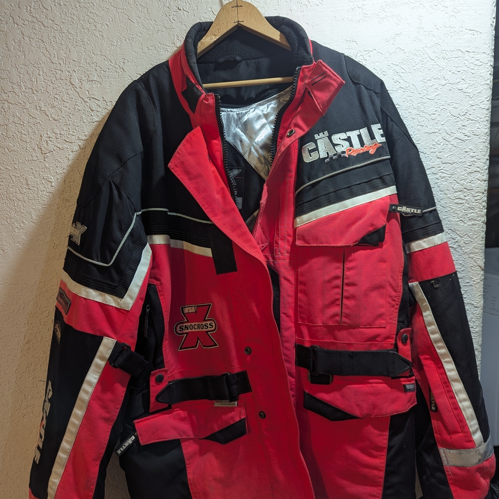 Red and Black Performance Jacket with High Collar